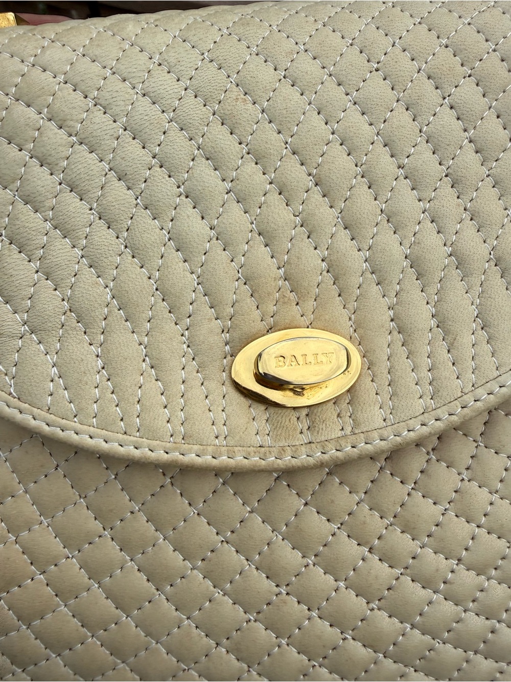 Bally Quilted Cream Top-Handle Satchel with Gold Hardware - Picture 7 of 13